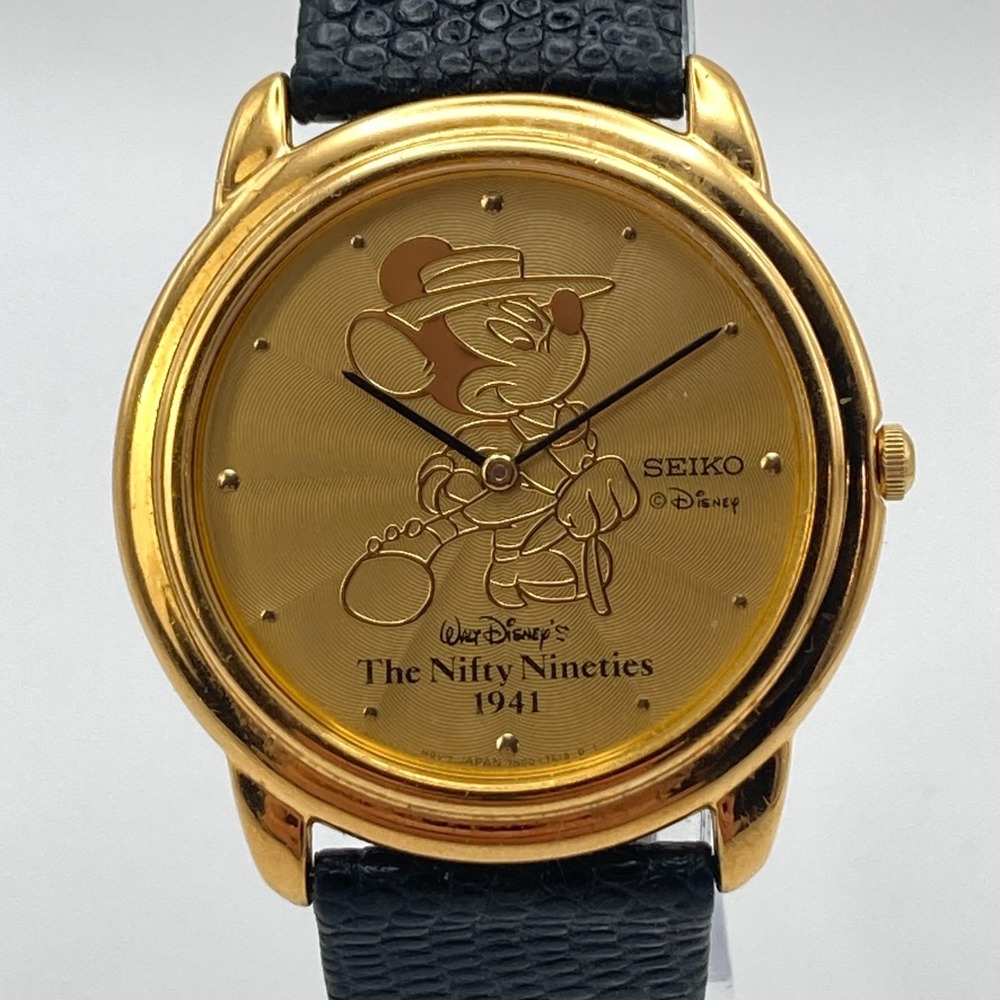 Seiko Men's Mickey Mouse Watch 34mm Nifty Nineties 7N00-7A89 New Battery Limited